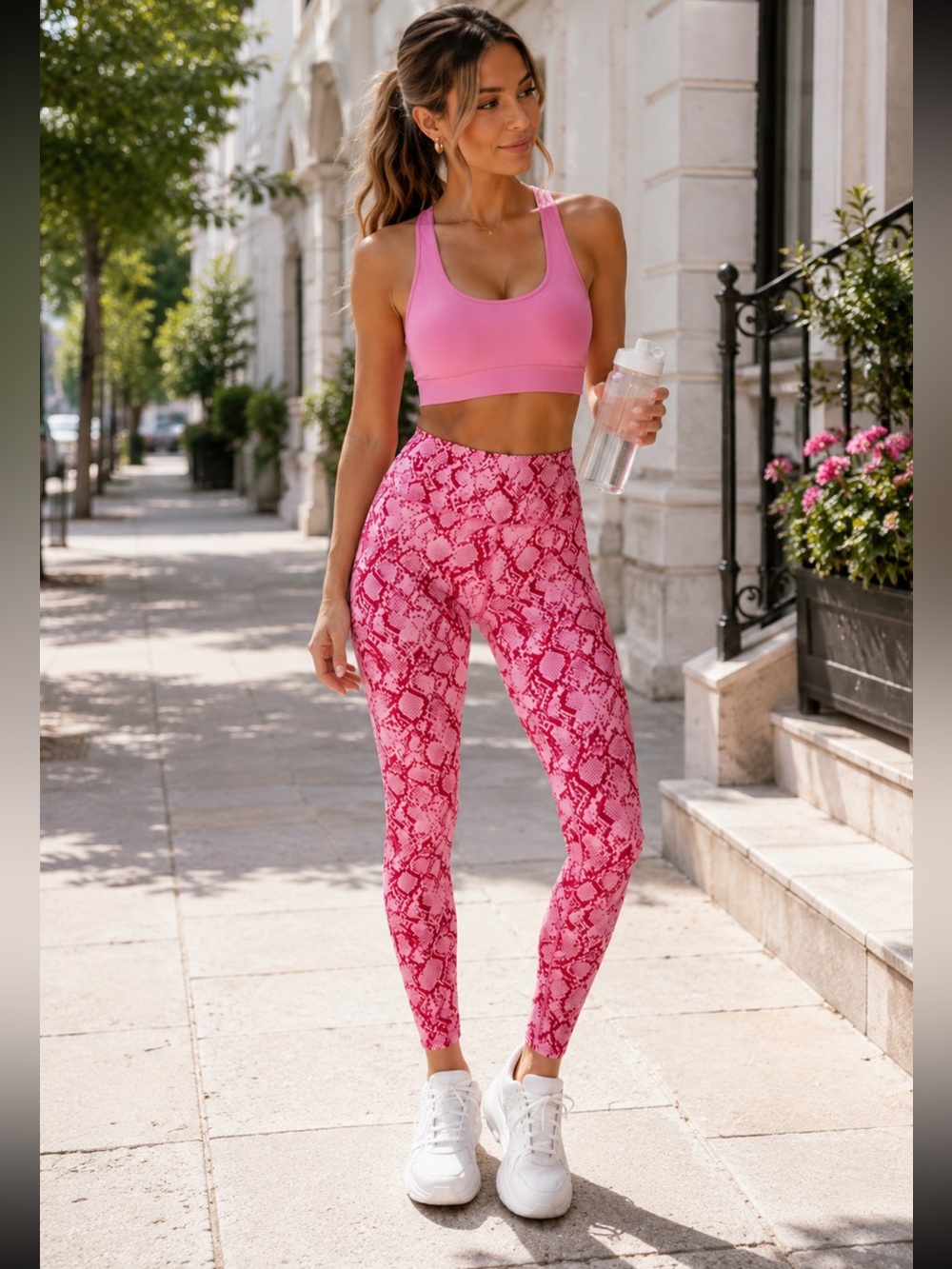 Fabletics PowerHold Pink Snake Print Legging Set XL Activewear